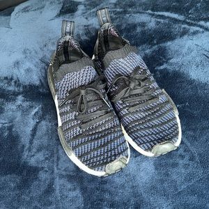 Adidas Fly Knit NMDs, black/blue size 8 1/2